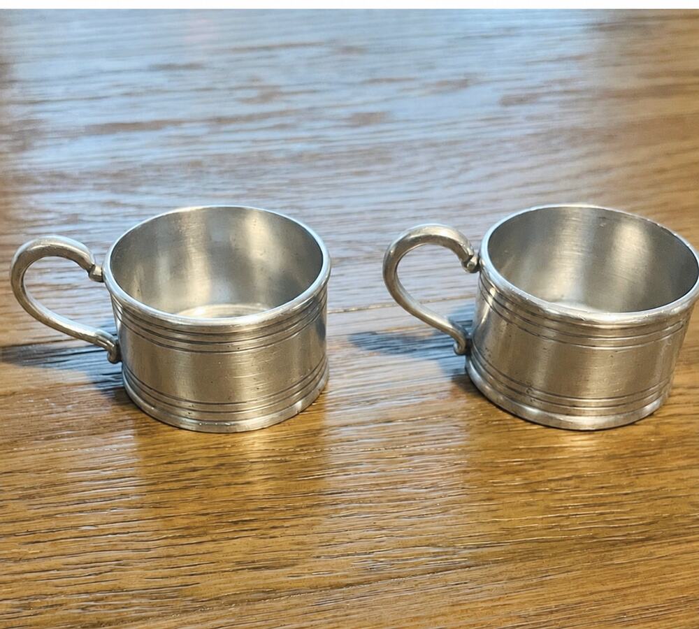 MATCH Pewter Cosi Tabellini Italian Pewter Candle Holder Egg Cups Pair 2 VTG